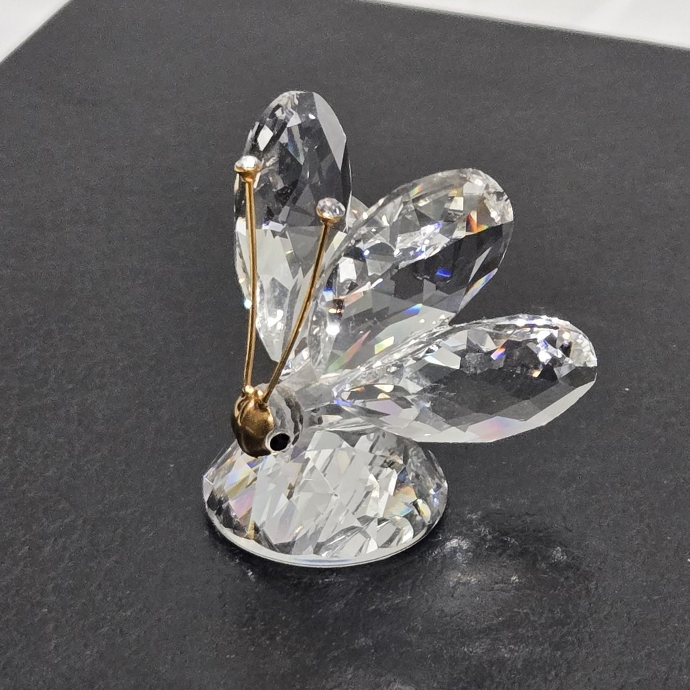 Swarovski Crystal Butterfly Figurine Gold Tone Antennae Austria 1.5"